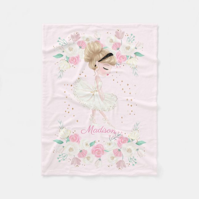 Sweet Ballerina Personalized Fleece Blanket (Front)