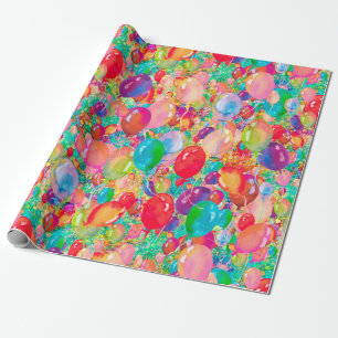 sweet balloons multicolor red wrapping paper