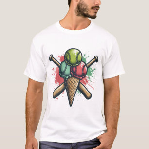 Sweet Baseball Mashup Cool Cone Bats Illustration T-Shirt