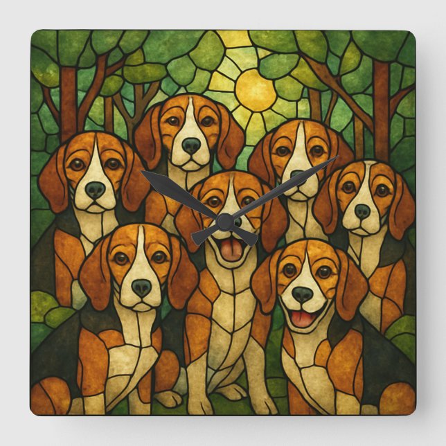 Sweet Beagle Square Wall Clock (Front)