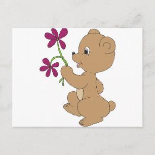 Sweet Bear Art Hand Drawn Baby Brown Bear Art Postcard