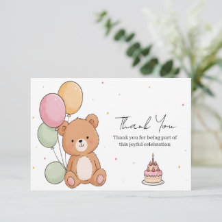 Sweet Bear Birthday Wishes Thank You Card