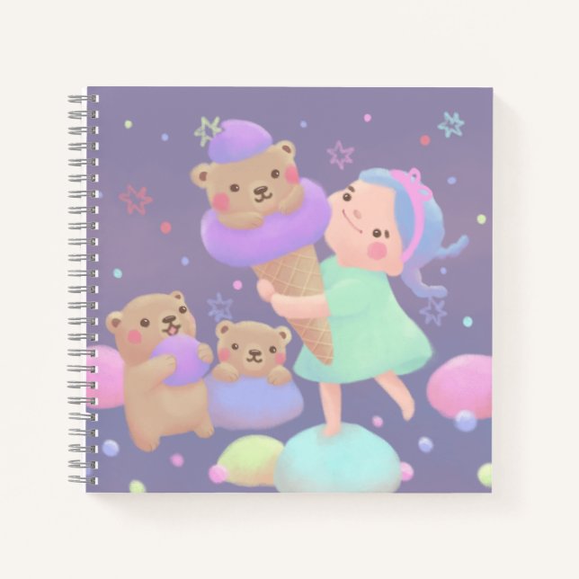 Sweet Bear Ice Cream Illustration Notebook (Front)