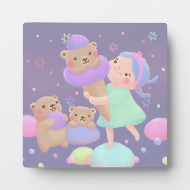 Sweet Bear Ice Cream Illustration Plaque (Front)
