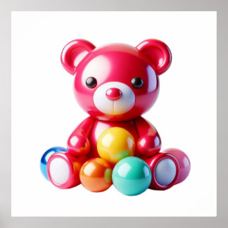 Sweet Bear Plush Doll Wall Art Poster for Modern C