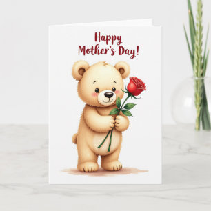Sweet Bear Rose Mothers Day Card