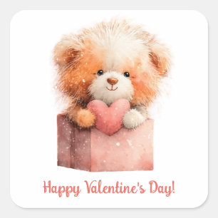 Sweet Bear Valentine Gift Art Square Sticker