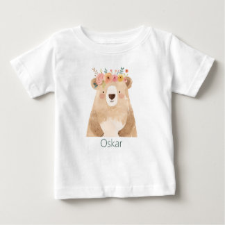 Sweet bear with flowers name - boho baby T-Shirt