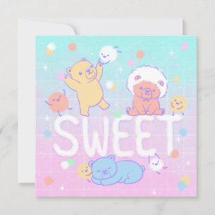 Sweet Bears with Fluffy Monsters Invitation