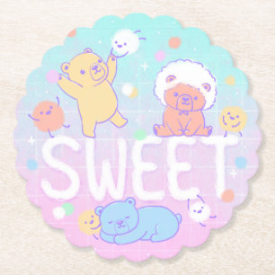 Sweet Bears with Fluffy Monsters Paper Coaster