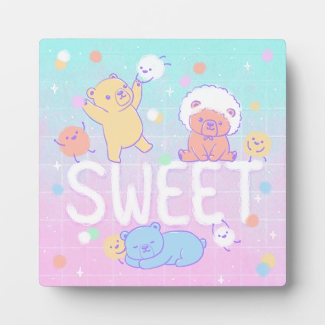 Sweet Bears with Fluffy Monsters Plaque (Front)