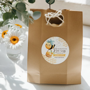 Sweet Bee Birthday  Classic Round Sticker