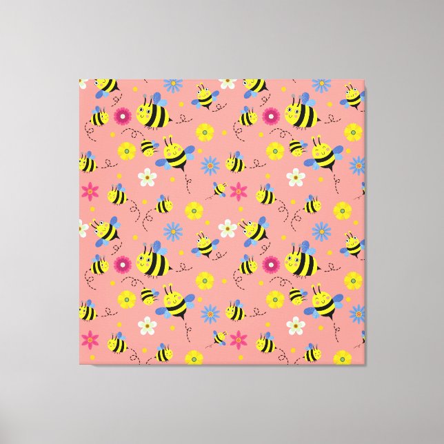 Sweet Bee Blossom Garden Canvas Print (Front)
