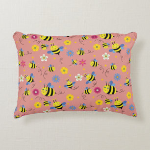 Sweet Bee Blossom Garden Decorative Cushion