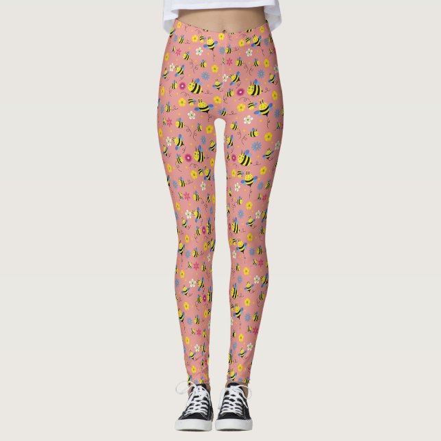 Sweet Bee Blossom Garden Leggings (Front)