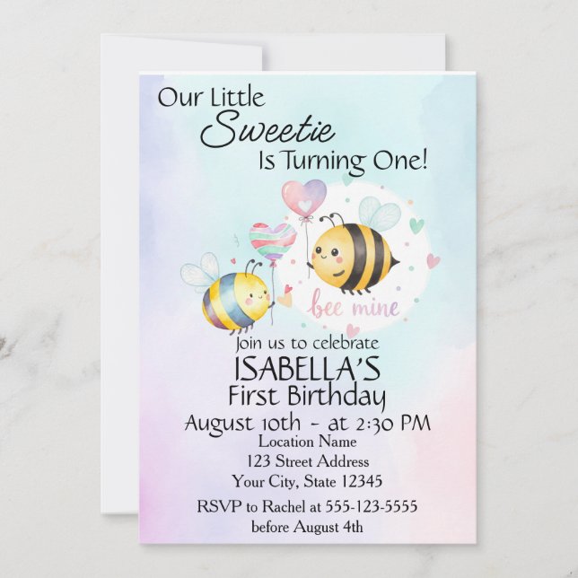 Sweet Bee First Birthday Personalized (Front)