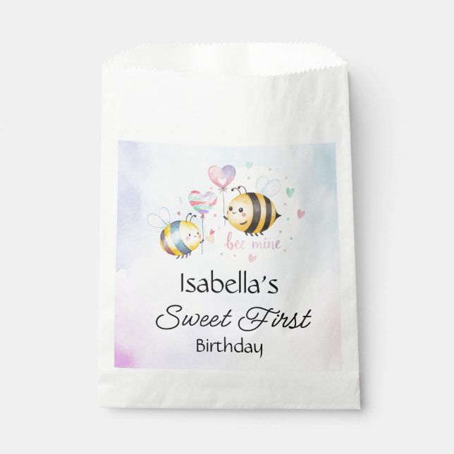 Sweet Bee First Birthday Personalized  Favour Bags (Front)
