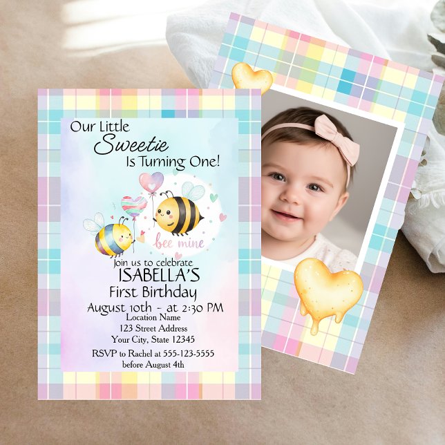 Sweet Bee First Birthday Personalized Invite (Creator Uploaded)