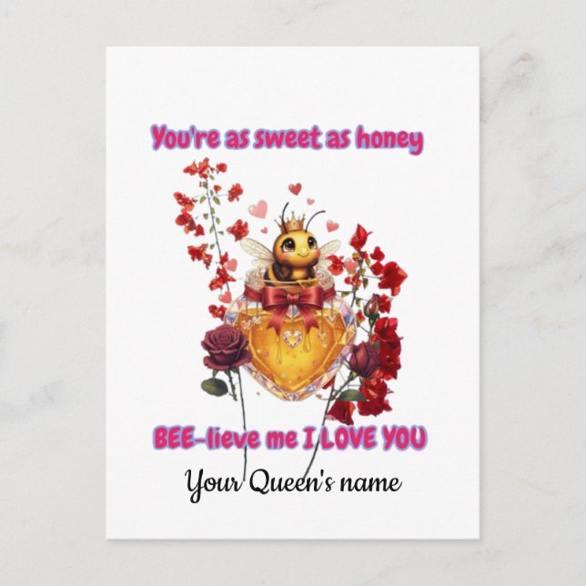 Sweet BEE mine-BEE lieve me i love you Holiday Postcard (Front)