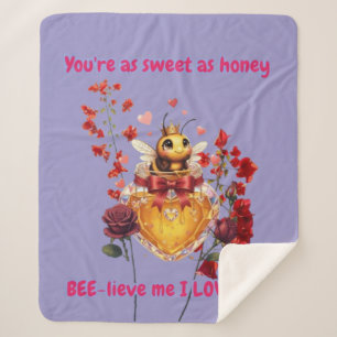 Sweet BEE mine-BEE lieve me i love you Sherpa Blanket