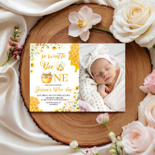 Sweet Bee One Photo 1st Birthday Invite