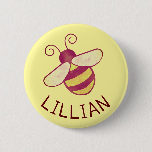 Sweet Bee Personalised Name Button (Front)