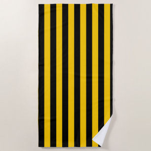 Sweet Bee Yellow and Black Striped Beach Towel