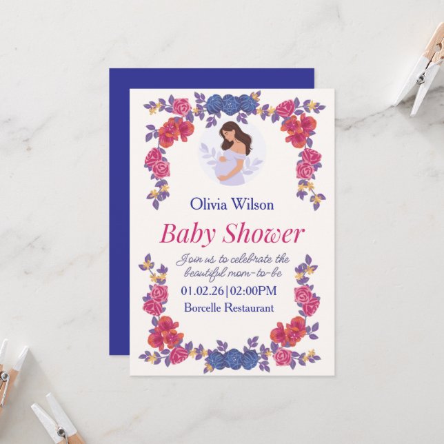 Sweet Beginnings Baby Shower Collection Invitation (Front/Back In Situ)