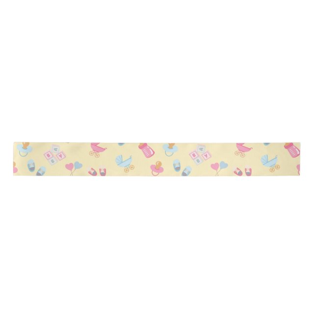 Sweet Beginnings Baby Wrapping Paper –Matte Finish Satin Ribbon (Front)