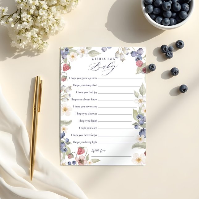 Sweet Berry Baby Wishes for Baby Shower Game Card (Sweet Berry Baby Wishes for Baby Shower Game Card)