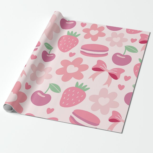 Sweet Berry Bliss Wrapping Paper (Unrolled)