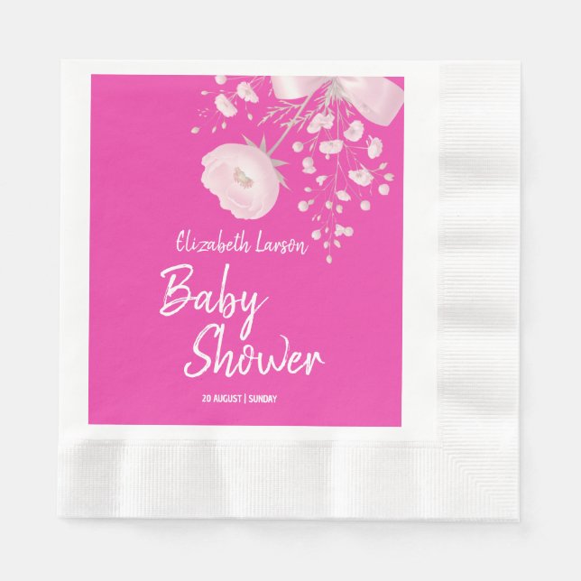 Sweet Berry Color Wild Flower Baby Shower Napkin (Front)