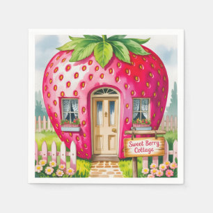 Sweet Berry Cottage" Whimsical Strawberry House Napkin