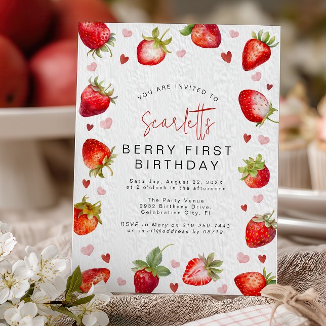 Sweet Berry First Birthday Party Invitation (Creator Uploaded)