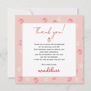 Sweet Berry First Birthday Thank You Card