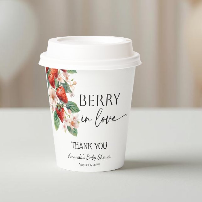Sweet Berry in Love Strawberry Bridal Shower Paper Cups (Creator Uploaded)