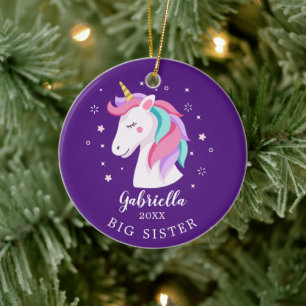 Sweet Big Sister Unicorn Christmas Ornament