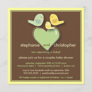 Sweet Bird Family Neutral Baby Shower Invitation