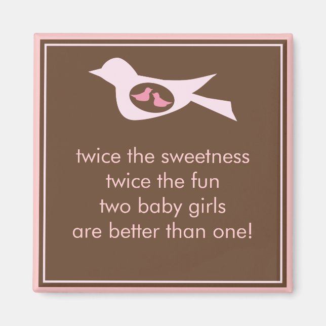 Sweet Bird Mummy with Twin Baby Girls Magnet (Front)