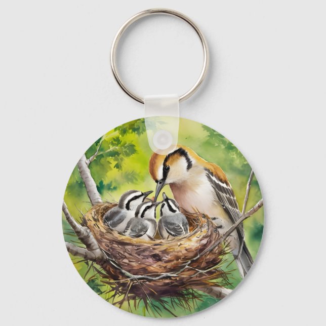Sweet bird nest painting key ring (Front)