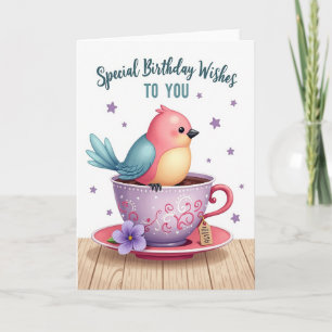 Sweet Bird Teacup Birthday Card