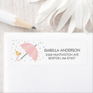Sweet Bird Umbrella Baby Shower Address Label