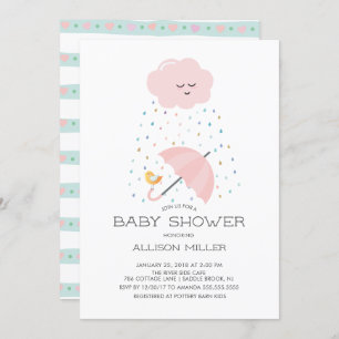 Sweet Bird Umbrella Baby Shower Invitation
