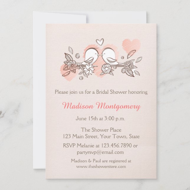 Sweet Birds, Bridal Shower Invitation (Front)