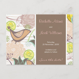 Sweet Birds Floral Garden Save The Date Postcard