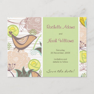Sweet Birds Floral Garden Save The Date Postcard
