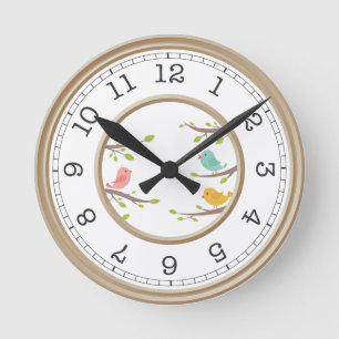Sweet birds spring in your home round clock