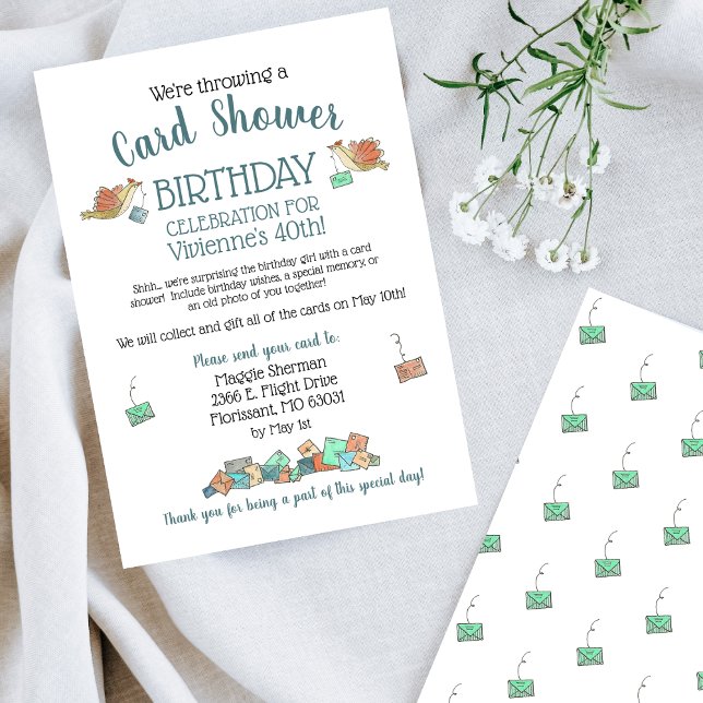 Sweet Birds Watercolor Birthday Card Shower (Creator Uploaded)