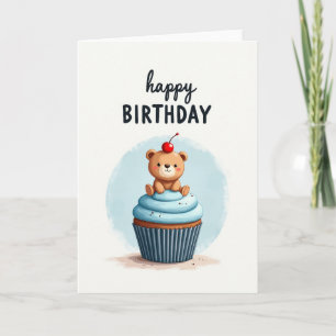 Sweet Birthday Bear Cupcake Card