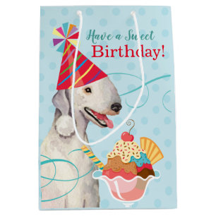 Sweet Birthday Bedlington Terrier Medium Gift Bag